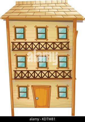 Maison en bois avec trois histoires illustration Illustration de Vecteur