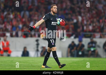 Madrid, Espagne. 14 octobre 2017. Jan Oblak (Atlético) Football/Football : Espagnol 'Liga Santander' match entre l'Atlético de Madrid 1-1 FC Barcelone au stade Wanda Metropolitano de Madrid, Espagne . Crédit : Mutsu Kawamori/AFLO/Alamy Live News Banque D'Images