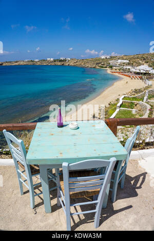 Anna's Place, élégant bar de plage de Paradise beach, Mykonos, Cyclades, Mer Égée, Grèce, Europe Banque D'Images