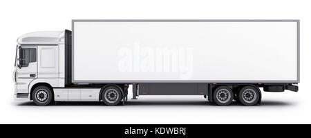 Gros camion et remorque sur fond blanc. 3d illustration Banque D'Images