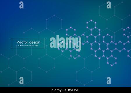 Résumé Contexte La molécule hexagonale, génétiques et des composés chimiques, scientifique ou technologique concept vector illustration Illustration de Vecteur