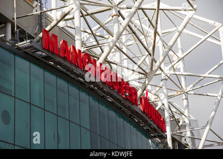 Le stade de football Old Trafford. Maison de Manchester United Football Club Banque D'Images