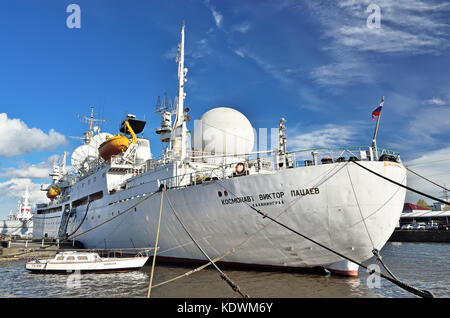 KALININGRAD, RUSSIE - 23 avril 2017 : le navire de l'espace 'communication' Patsaev cosmonaute Viktor, Musée de l'océan mondial. Kaliningrad, Russie Banque D'Images