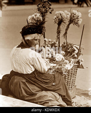 Marchande de fleurs, Londres, début des années 1900 Banque D'Images