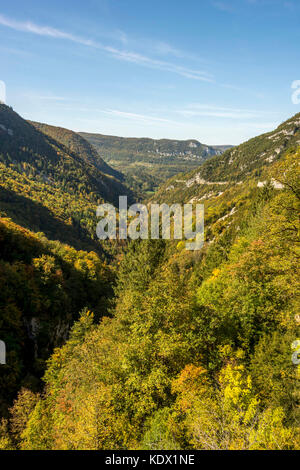 Route sinueuse de Septmoncel près de Saint Claude ville. Jura. Bourgogne-Franche-Comté. France Banque D'Images