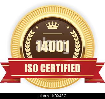 Médaille certifié ISO 14001 - management environnemental Illustration de Vecteur