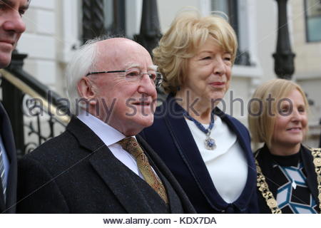 Président Michael D. Higgins à la Mansion House à Dublin, Irlande Banque D'Images