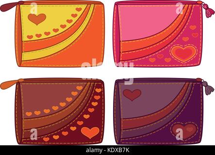 Set sacs avec valentine hearts Illustration de Vecteur