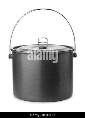 Camping cooking pot isolated on white Banque D'Images