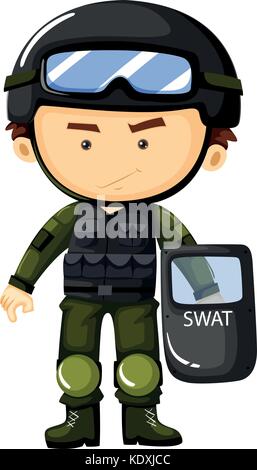 L'homme en vert swat costume sécurité illustration Illustration de Vecteur