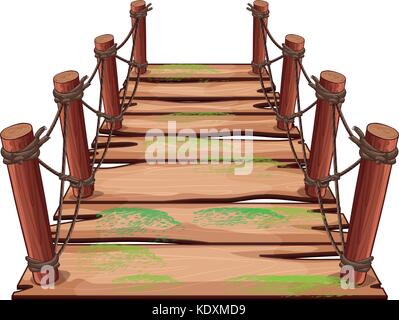 Pont en bois sur fond blanc illustration Illustration de Vecteur