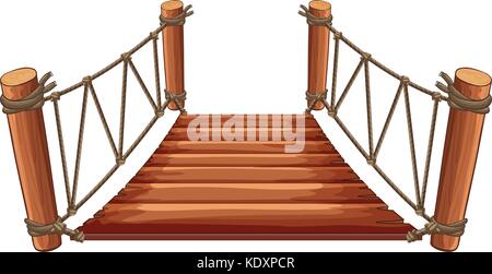 Pont en bois avec corde illustration jointe Illustration de Vecteur