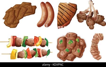 Différents types de plats à base de boeuf illustration Illustration de Vecteur