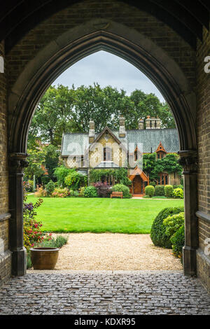 Entrée porche pour Holly village de Highgate, au nord de Londres, Angleterre, RU Banque D'Images