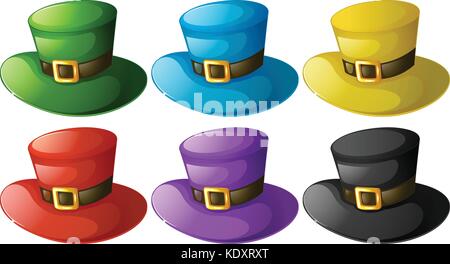 Chapeau à six couleurs différentes illustration Illustration de Vecteur