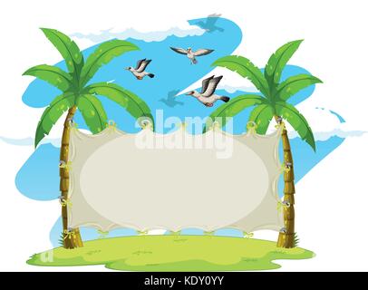 Blank sign sur cocotiers illustration Illustration de Vecteur