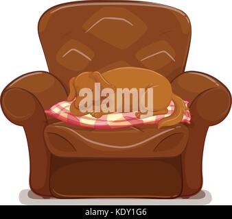 Petit chien couchage sur canapé marron illustration Illustration de Vecteur
