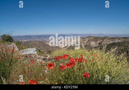 Vue sur les montagnes de Las Estancias en direction de la Sierra de los Filabres Banque D'Images