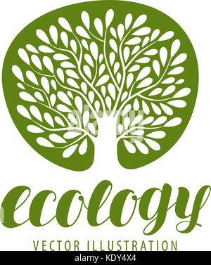 Écologie, protection de l'environnement, logo ou symbole de la nature. Arbre avec icône feuilles. Illustration vectorielle Illustration de Vecteur