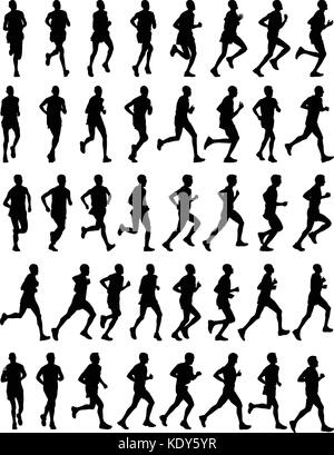 40 coureurs de marathon masculin de haute qualité - vector silhouettes Illustration de Vecteur