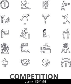 La concurrence, winnter, prix, succès, champion, perfomance, concurrent, la race des icônes. ligne coups modifiable. vector illustration design concept symbole linéaire signes isolés. Illustration de Vecteur