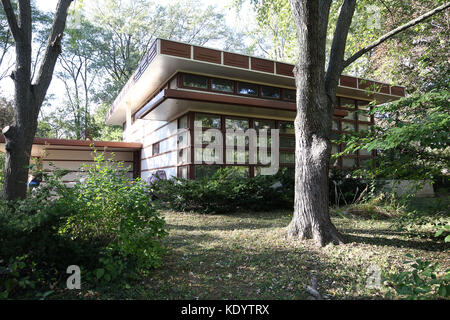 Walter Rudin maison conçue par Frank Lloyd Wright, Madison, Wisconsin. une maison préfabriquée Erdman Marshall. Banque D'Images