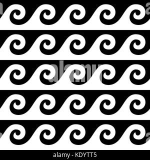 Motif grec antique conception vectorielle ondes vase peint en noir et blanc Illustration de Vecteur