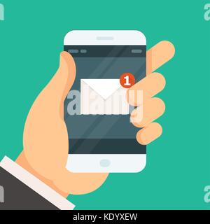 Nouveau message entrant sur smartphone - email reçu Illustration de Vecteur