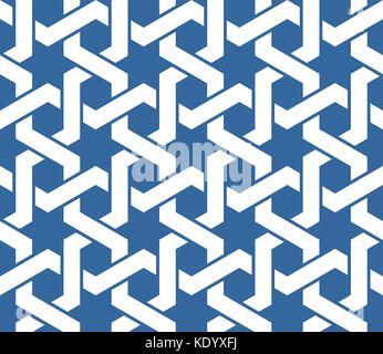 Bleu transparent ornement arabe avec motif de lignes entrelacées Illustration de Vecteur