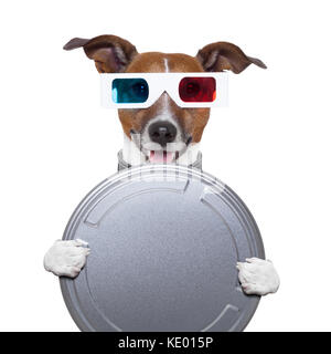 Film 3d film canister lunettes chien Banque D'Images