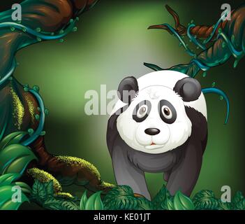 Panda dans une illustration de forêt tropicale Illustration de Vecteur