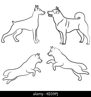 Ensemble de quatre chiens de saut et permanent, le vecteur décrit Illustration de Vecteur