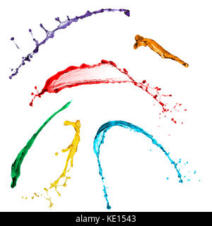 Superbe collection d'éclaboussures de couleur sur fond blanc Banque D'Images