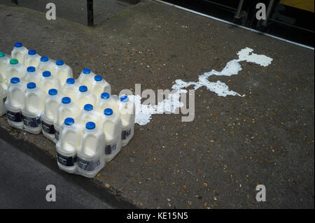 Lait renversé, Brick Lane de Londres. Octobre 2017 Banque D'Images