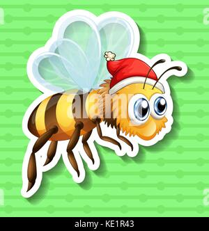 Autocollant de bee wearing christmas hat illustration Illustration de Vecteur