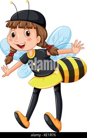 Fille en costume d'abeille illustration Illustration de Vecteur