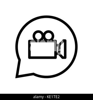 Chat signer vedio icône, symbole à l'intérieur d'une bulle, isolé sur fond blanc. vecteur conception iconique. Illustration de Vecteur