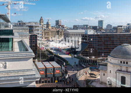 Vue aérienne de la construction principale dans la région de Paradise Circus à Birmingham, Royaume-Uni Banque D'Images