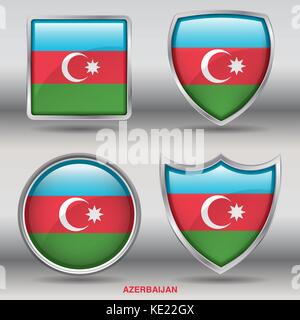 Azerbaïdjan - drapeau Drapeaux formes 4 membres pays au monde with clipping path Illustration de Vecteur