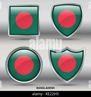 Bangladesh - 4 drapeau Drapeaux formes membres pays au monde with clipping path Illustration de Vecteur