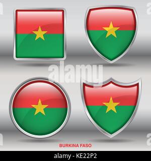 Burkina Faso - 4 drapeaux drapeau formes membres pays au monde with clipping path Illustration de Vecteur