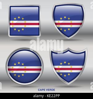 Cap vert - 4 drapeau Drapeaux formes membres pays au monde with clipping path Illustration de Vecteur