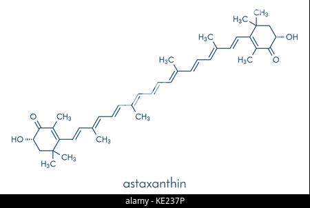 Pigment caroténoïde astaxanthine. molécule responsable de la couleur rouge-rose de saumon, crevettes et homards. utilisé comme colorant alimentaire (e161j) et d'antioxydants Illustration de Vecteur