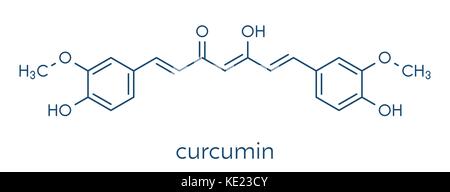 La curcumine curcuma spice molécule. formule topologique. Illustration de Vecteur