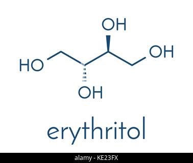 L'érythritol édulcorant non calorique molécule. formule topologique. Illustration de Vecteur