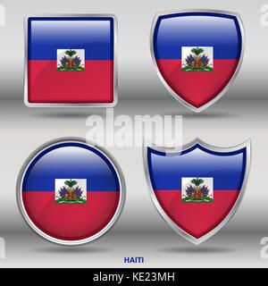 Haïti - 4 drapeau Drapeaux formes membres pays au monde with clipping path Illustration de Vecteur