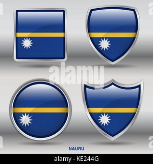 Drapeau Nauru - 4 drapeaux formes membres pays au monde with clipping path Illustration de Vecteur