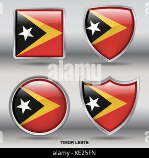 Timor Leste - 4 drapeaux drapeau formes membres pays au monde with clipping path Illustration de Vecteur