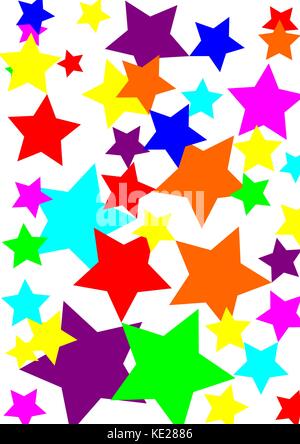 Fond blanc multi coloured stars Illustration de Vecteur