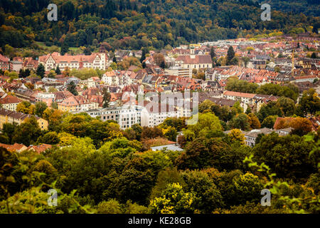 Image panoramique de Freiburg wiehre et freiburg littenweiler tiré du Schlossberg Banque D'Images